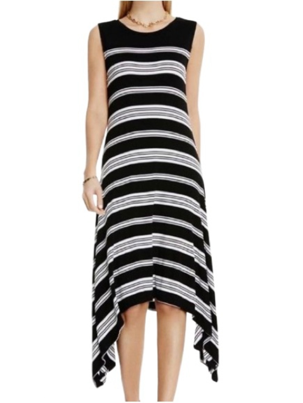 NWT Vince Camuto Summer Splash Black and White Striped Dress Womens Size Medium